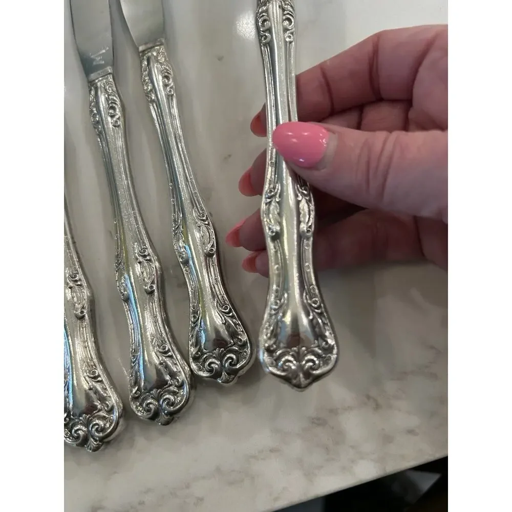 Lot of 7 Modern Hollow Dinner Knives Silverplate 8